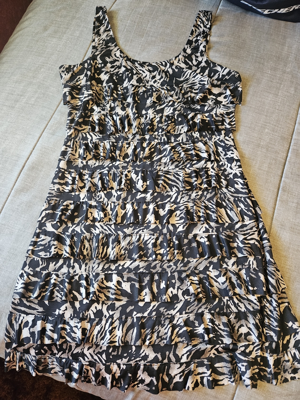 EUC Black and Cream Tiered Sleeveless Dress